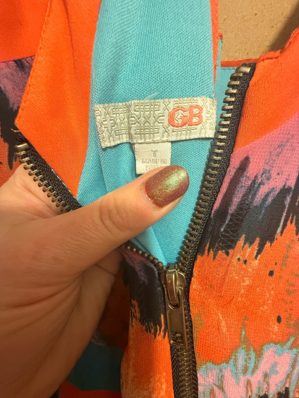 Gianni Bini Colorful Maxi Dress V-Neck Turquoise Orange Print Size M - Picture 12 of 15